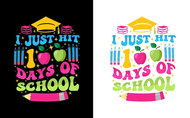 100e jour d'école Vecteur de conception de t-shirt incroyable pour l'impression à la demande, typographie de l'école du 100e jour