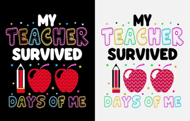 Vecteur 100e jours d'école, conception de t-shirt des cent jours, t-shirt de célébration des 100e jours