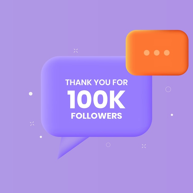 100k Followers Vector Art Sur Bouton Bulle Réaliste