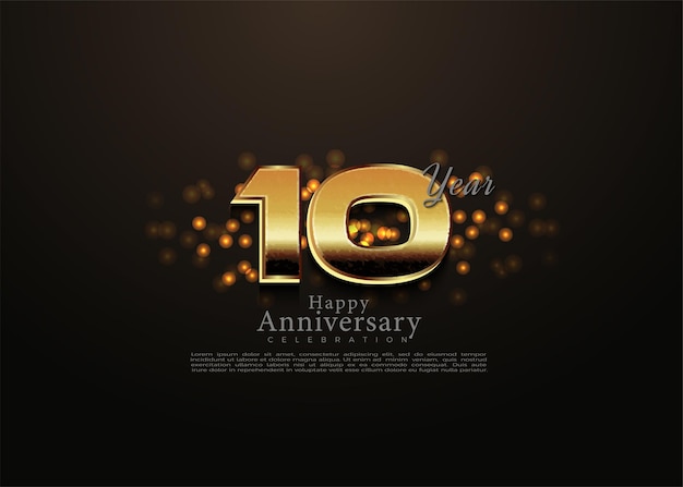 10e anniversaire avec de grands chiffres d'or classiques.