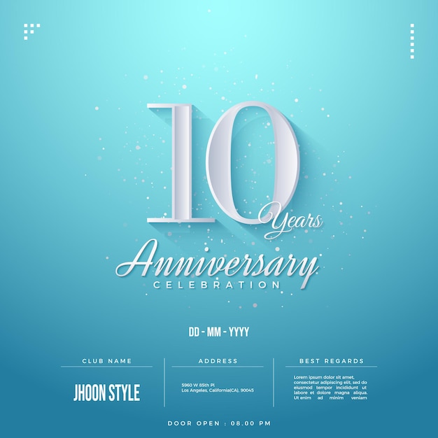 10e anniversaire avec illustration de fond de ciel clair