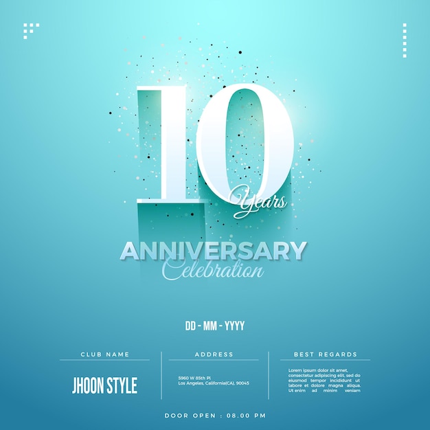 10e anniversaire avec nombre blanc doux