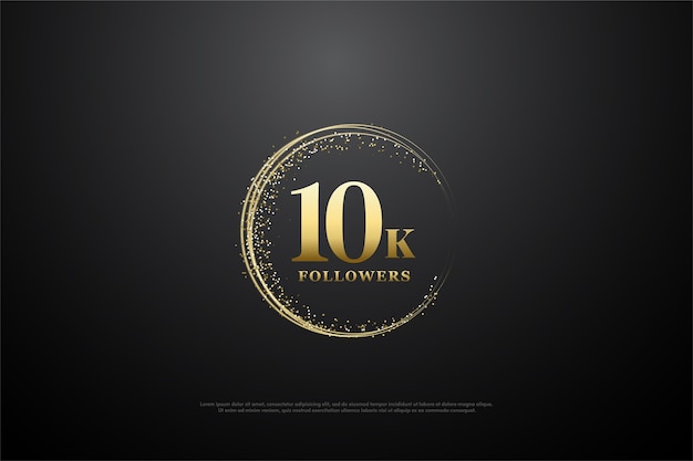 10k Followers Ou Abonnés Avec Des Chiffres En Or Et Des Paillettes D'or.