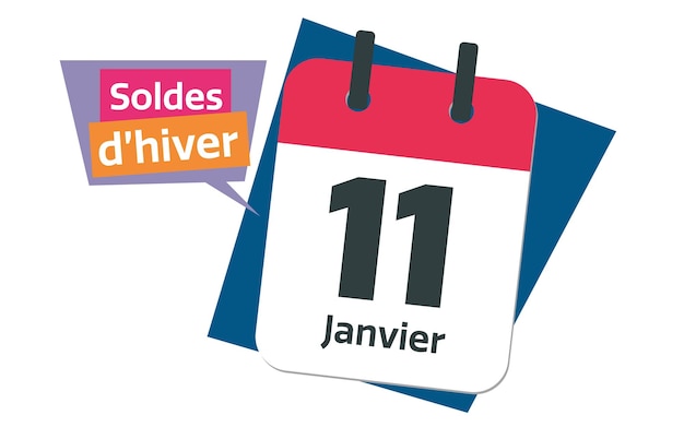 Vecteur 11 janvier français date du calendrier soldes d'hiver français