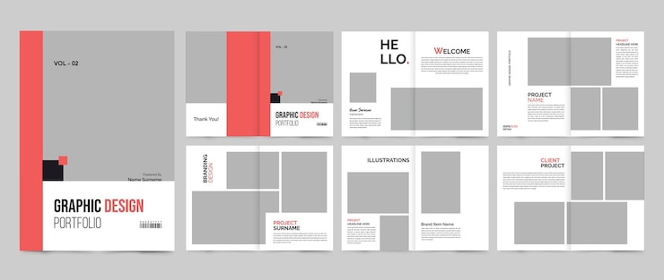 Vecteur 12 pages de conception créative de portefeuille de conception graphique