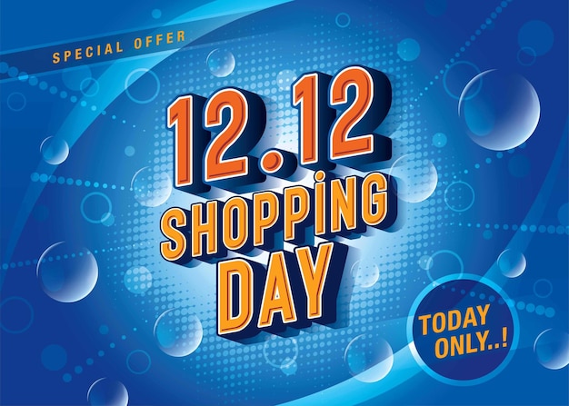 Vecteur 1212 banner de vente du jour du shopping conception de modèle abstrait des étiquettes de réduction blue bubbles affiche de promotion
