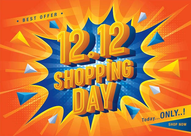Vecteur 1212 banner de vente du jour du shopping conception de modèle triangle abstrait comic splash affiche de promotion de vente