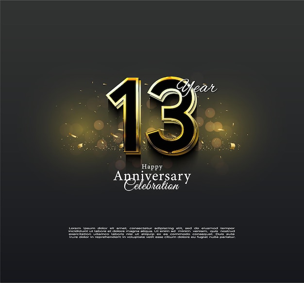 13e anniversaire avec effet lueur dorée.