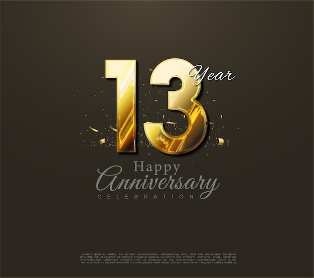 13e anniversaire sur fond marron.