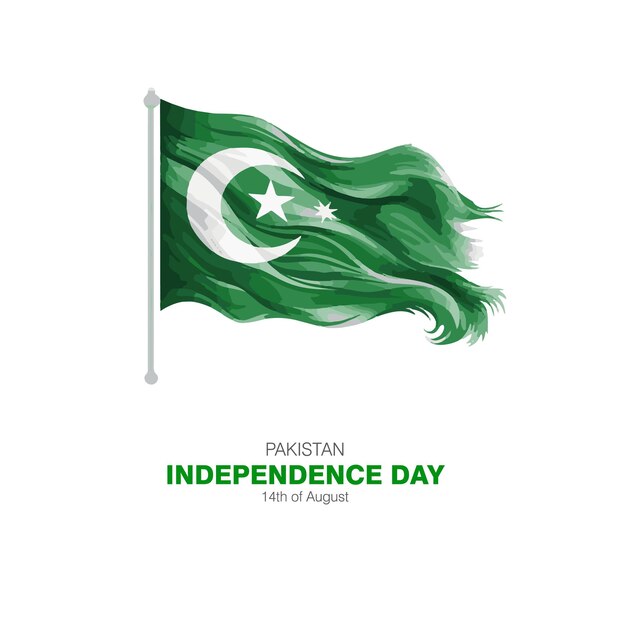 Le 14 août est le jour de l'indépendance du Pakistan Vector du drapeau sur fond blanc