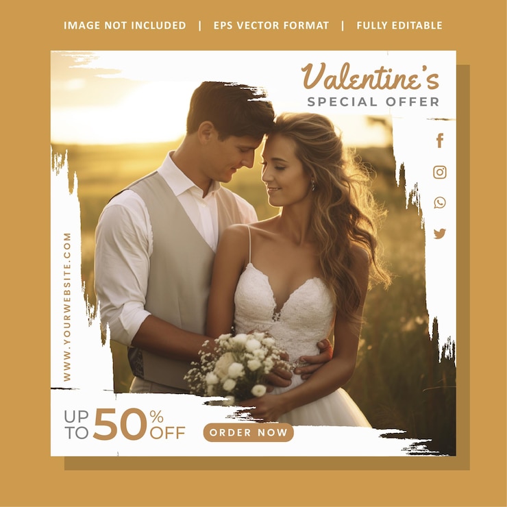 Vecteur 14 février jour de la saint-valentin célébration de l'amour post sur les réseaux sociaux et modèle de bannière marketing