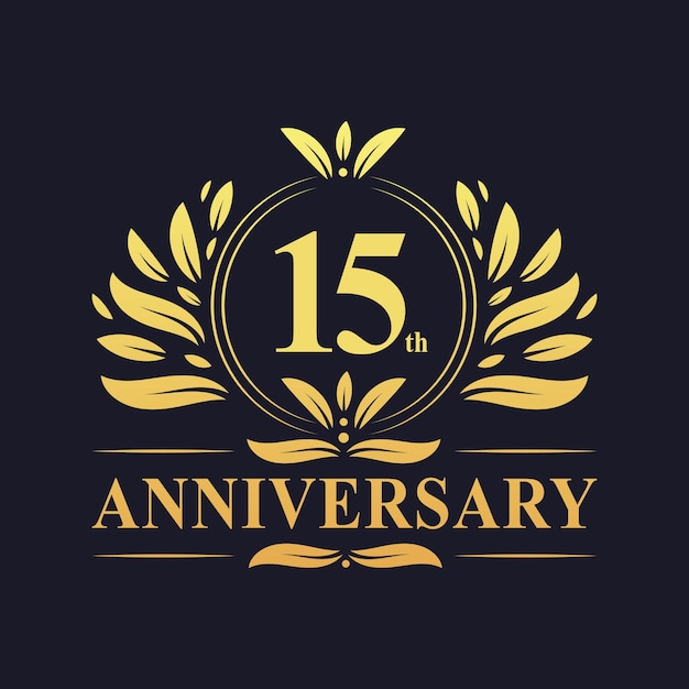 15e Anniversaire Design Luxueux Couleur Dorée 15 Ans Logo Anniversaire