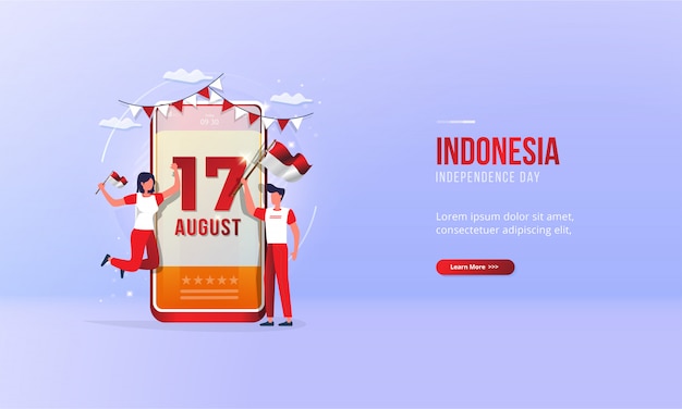 17 Août, Illustration De La Célébration Du Jour De L'indépendance De L'indonésie Pour Le Concept De Voeux