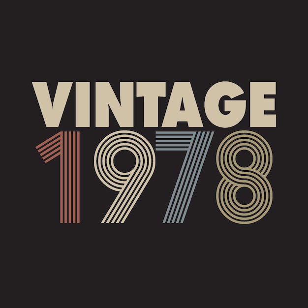 1978 Vector Vintage Retro T Shirt Design Fond Noir