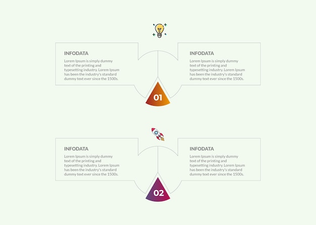 Vecteur 2 étapes ou options deux conception graphique d'informations sur les données