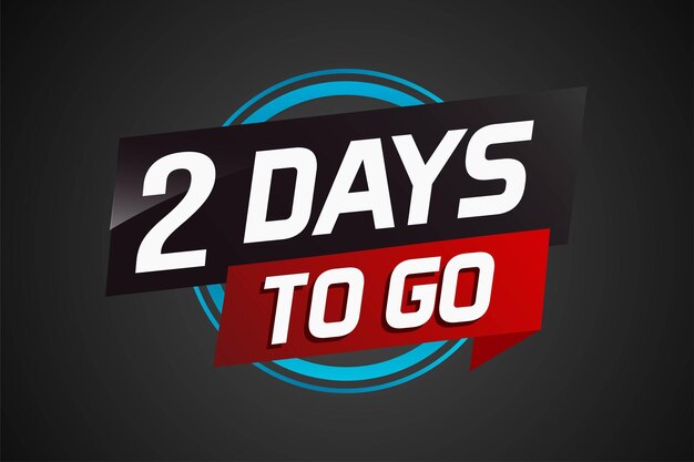 2 jours à partir de la page d'atterrissage d'illustration vectorielle de concept de mot avec ruban et style 3D à utiliser