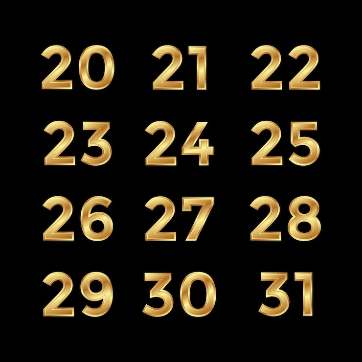 Vecteur 20 - 21 numéro de luxe golden