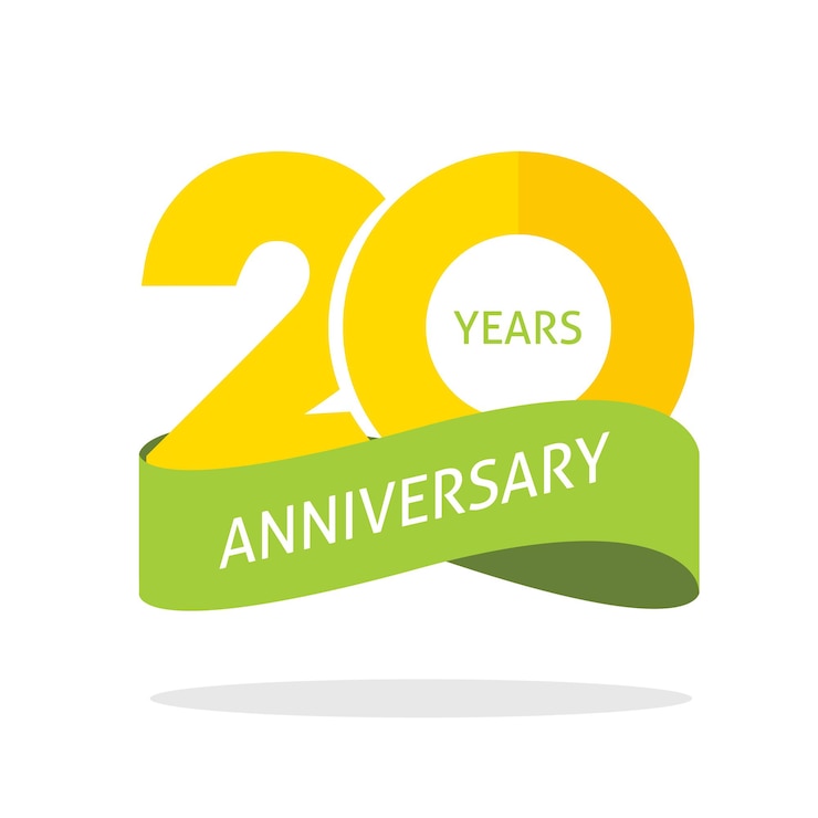 Vecteur 20 ans anniversaire célébrant l'icône du logo vectoriel