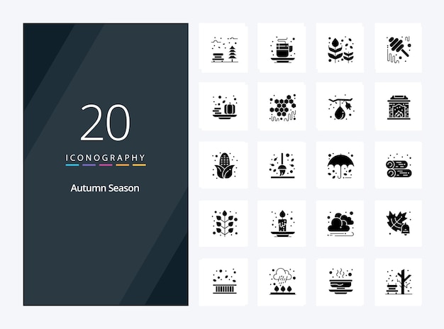 20 Icône De Glyphe Solide D'automne Pour La Présentation