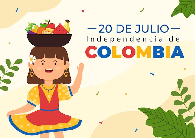 20 De Julio Independencia De Colombia Cartoon Illustration