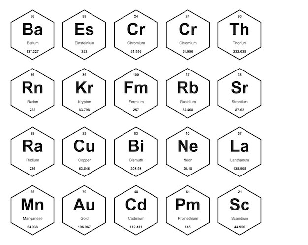 20 Tableau Préiodique Des éléments Icon Pack Design Illustration Vectorielle