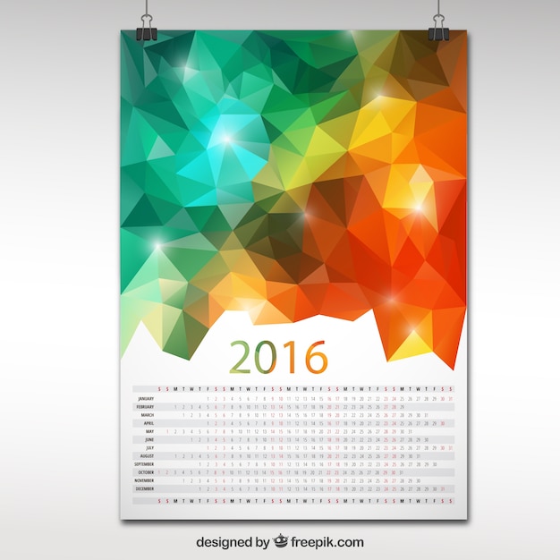 2016 Calendrier Dans La Conception Polygonale