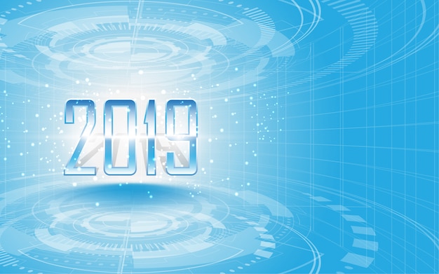 2019 Bonne Année Sur Fond Abstrait De Technologie