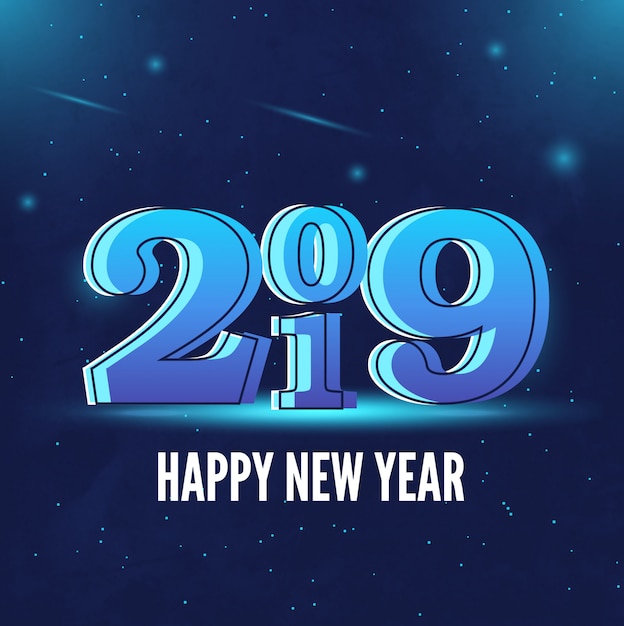 2019 Bonne Année Fond Bleu