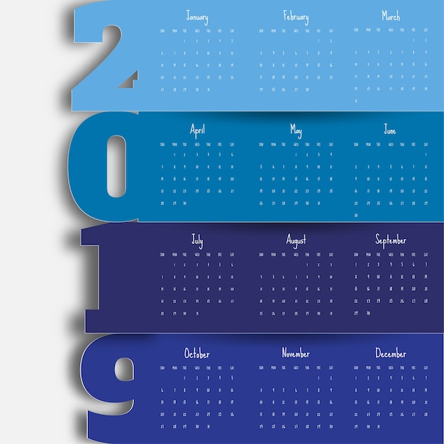 2019 Modèle De Calendrier Moderne