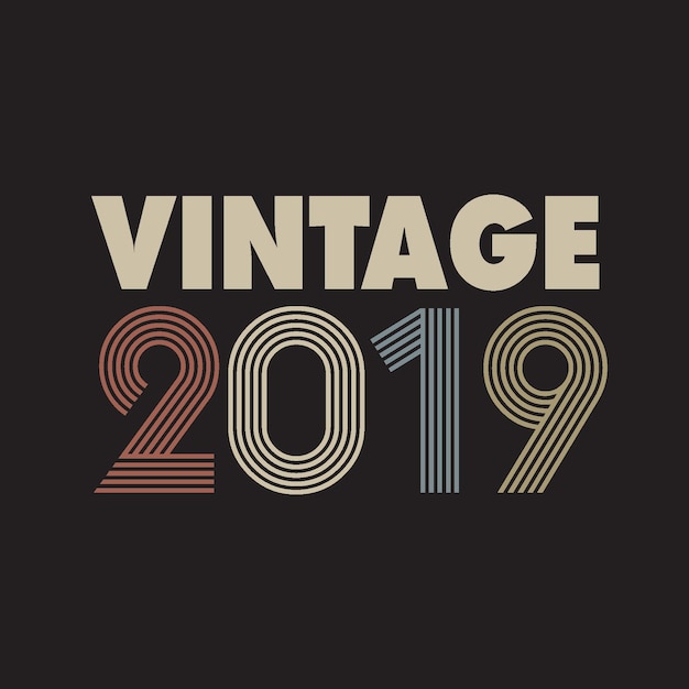 2019 Vector Vintage Retro T Shirt Design Fond Noir