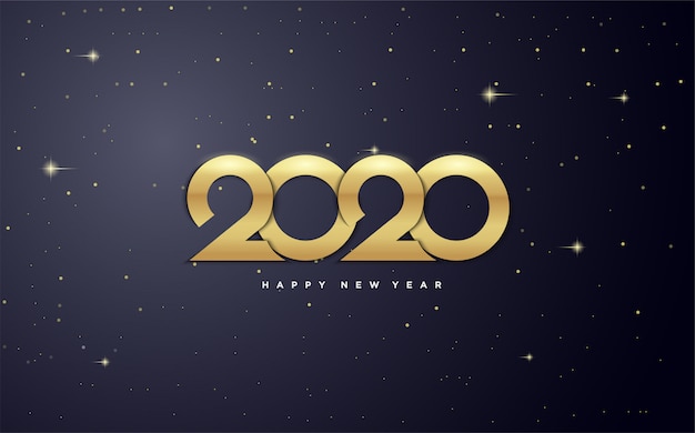 2020 bonne année avec des chiffres en or dans la galaxie.