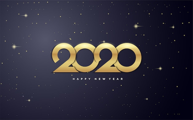 2020 Bonne Année Avec Des Chiffres En Or Dans La Galaxie.