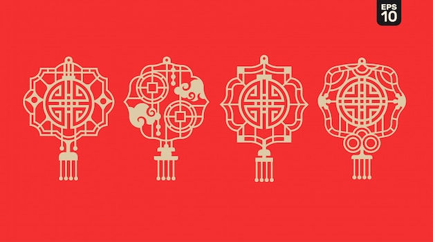 2020 Bonne Année Chinoise De Lanterne Avec Symbole De Bénédiction Et De Prospérité Et Cadre En Treillis Sur