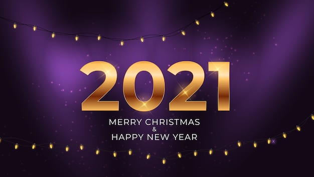 2021 Nouvel An Et Joyeux Noël Fond Avec Feux D'artifice Brillants