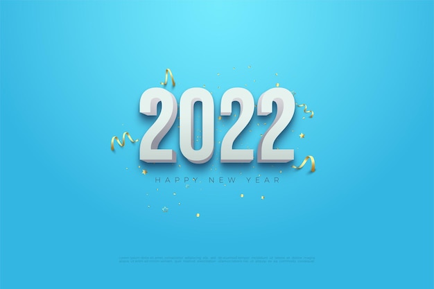 2022 bonne année 3d en bleu marine doux