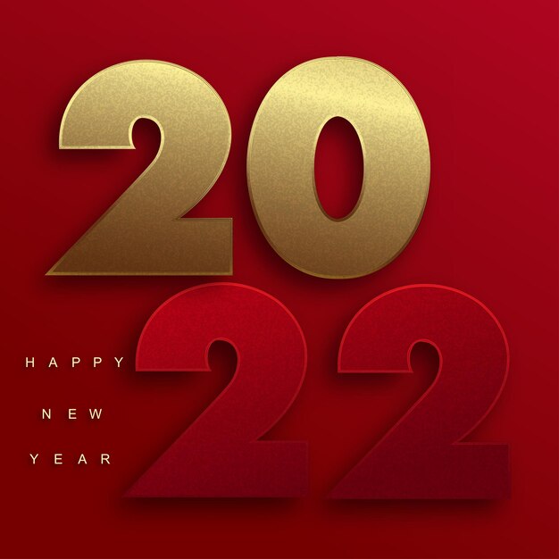 2022 Bonne année carte découpée en papier rouge. Vecteur.