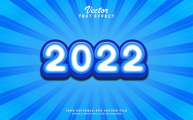 2022 Bonne Année Conception D'effet De Texte Modifiable Bleu 3d