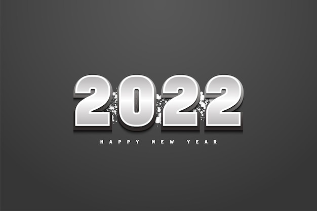 2022 bonne année avec la couleur des chiffres en noir et blanc