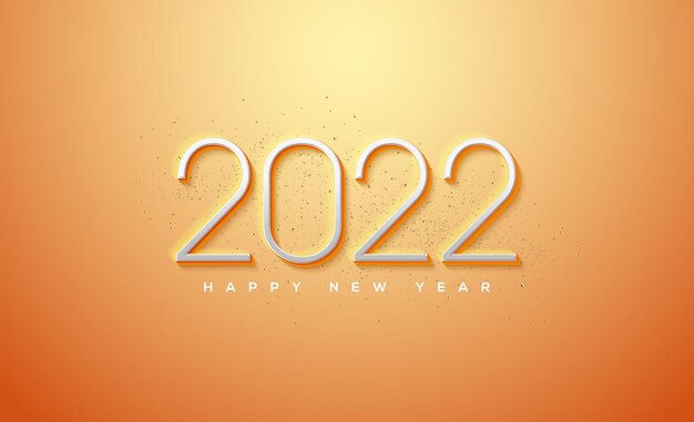 2022 bonne année jaune avec une police fine