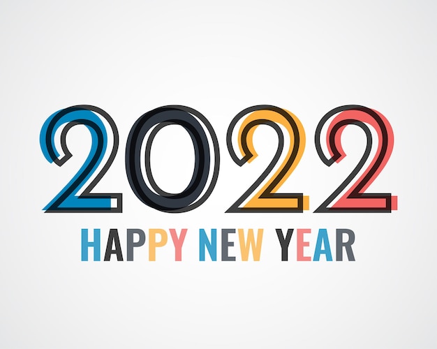 2022 bonne année. nombres de style minimaliste. nombres linéaires vectoriels. conception de cartes de voeux. illustration vectorielle. Vecteur libre