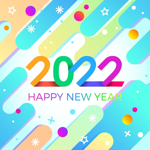 2022 Happy New Year Paper Memphis Style Lumineux Géométrique Pour Les Dépliants De Vacances Cartes De Bonne Année