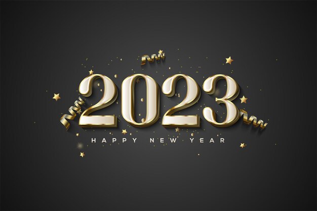 2023 Bonne Année Classique Luxe Blanc Et Or