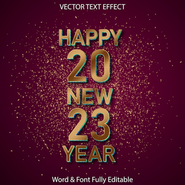 2023 Bonne Année Effet De Texte Modifiable Avec Fond De Confettis.