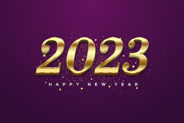 2023 bonne année avec des numéros d'or classiques