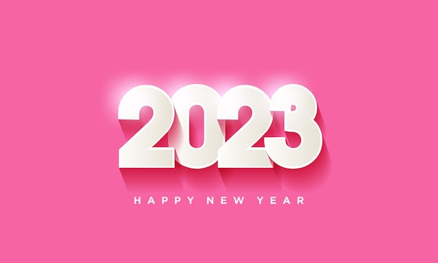 2023 avec des chiffres roses métalliques