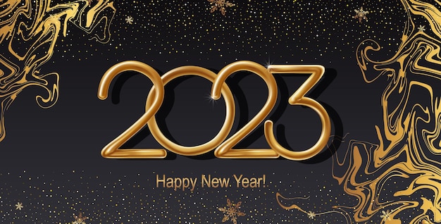 2023 Happy New Year lettrage à la main calligraphie Élément d'illustration de vacances vecteur Élément typographique pour félicitations à l'affiche de la bannière