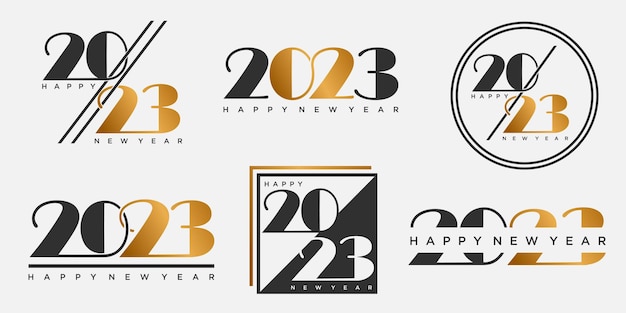 2023 Happy New Year Logo Texte Design 2023 Numéro Design Modèle Collection Illustration Vectorielle