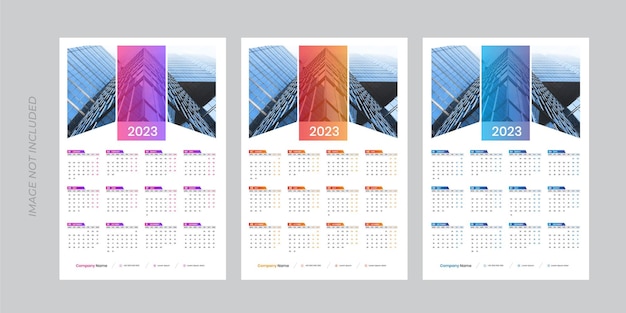 Vecteur 2023 modèle de conception de calendrier mural d'une page, calendrier moderne d'une page de 12 mois