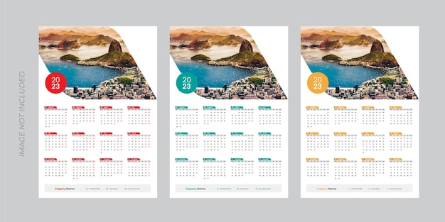 2023 Modèle De Conception De Calendrier Mural D'une Page, Calendrier Moderne D'une Page De 12 Mois