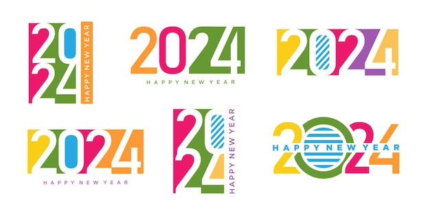 2024 Happy New Year Logo Texte Design 2024 Numéro Modèle De Conception Illustration Vectorielle